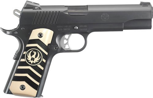 RUGER SR1911 10MM NIGHT SIGHTS - BLACK CHEVRON IVORYLITE GRIPS