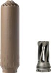 HUXWRX FLOW 6K FDE suppressor with 5/8-24 flash hider, 1.6in diameter, 5.5in length