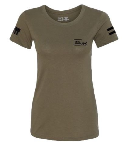 GLOCK LADIES "GLOCK GIRL FLAG - TEE" SHORT SLEEVE MED MIL GRN - Image 2